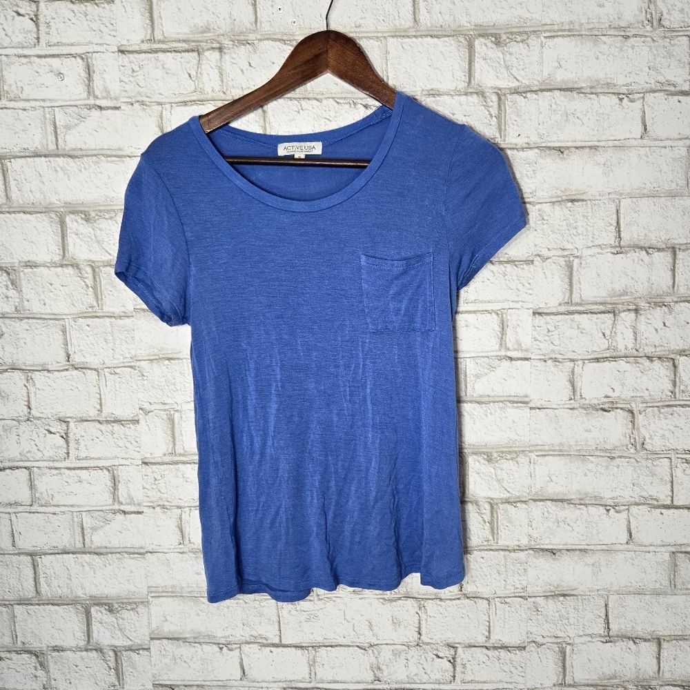 Active USA plain blue short sleeve tee